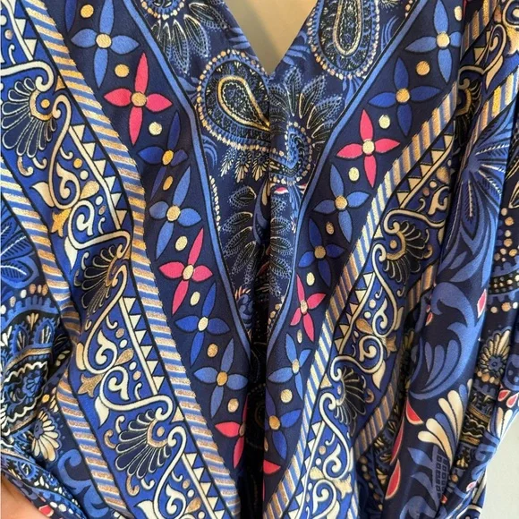 Blue and Purple Asymmetrical V-Neck Jumpsuit - Picture 2 of 3